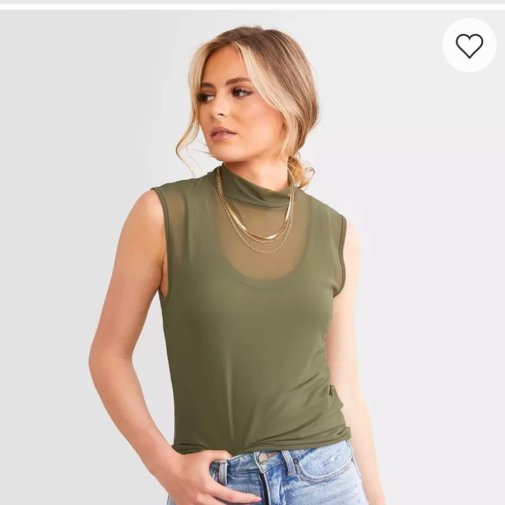 Buckle Green Fitted Sleeveless Tank Top